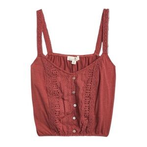 Daisy & Delilah Paolina Crochet Cropped Knit Cotton Tank Womens Size S